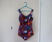 60's Sunsuit Swimsuit Bathing Suit Psychedelic Floral Print Plus Size 18 20