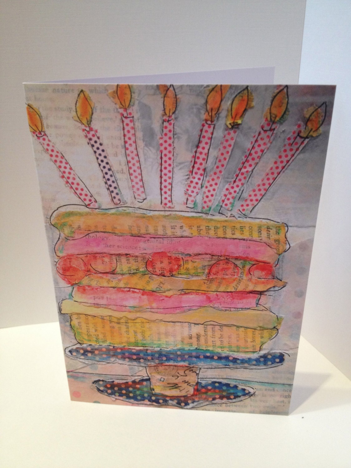 Happy Birthday blank birthday cake card by Rachelle Panagarry