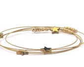 Bangle Bracelet, Set of 4 // Eco-Friendly Jewelry // Gold Bangle Bracelet // Gold Star Charm, Thin Bangle // Charm Bracelet