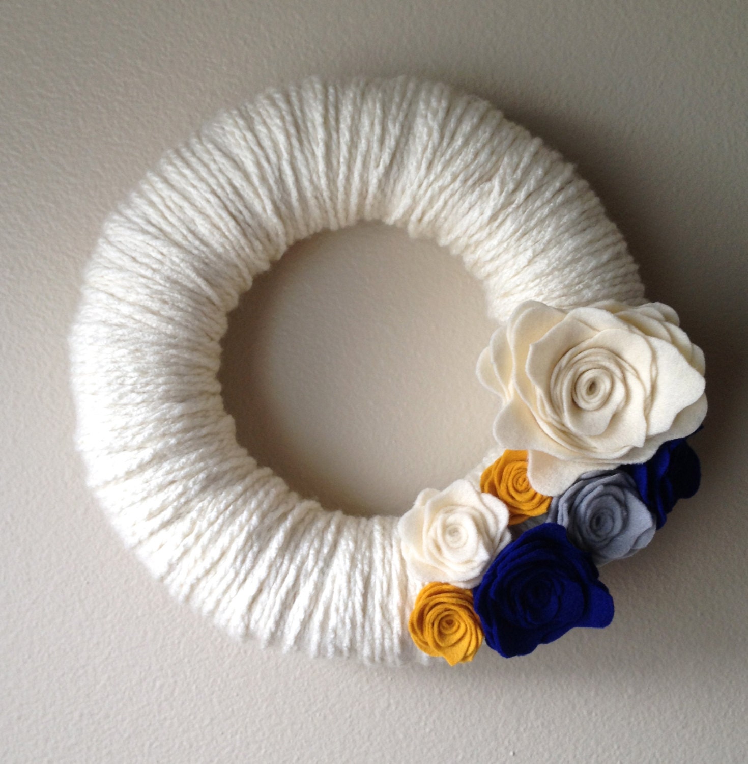 Yarn Wreath Handmade Felt Decoration- 12 inch