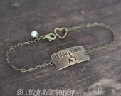 Personalized Hand Stamped Couples Bracelet - Customized Bracelet