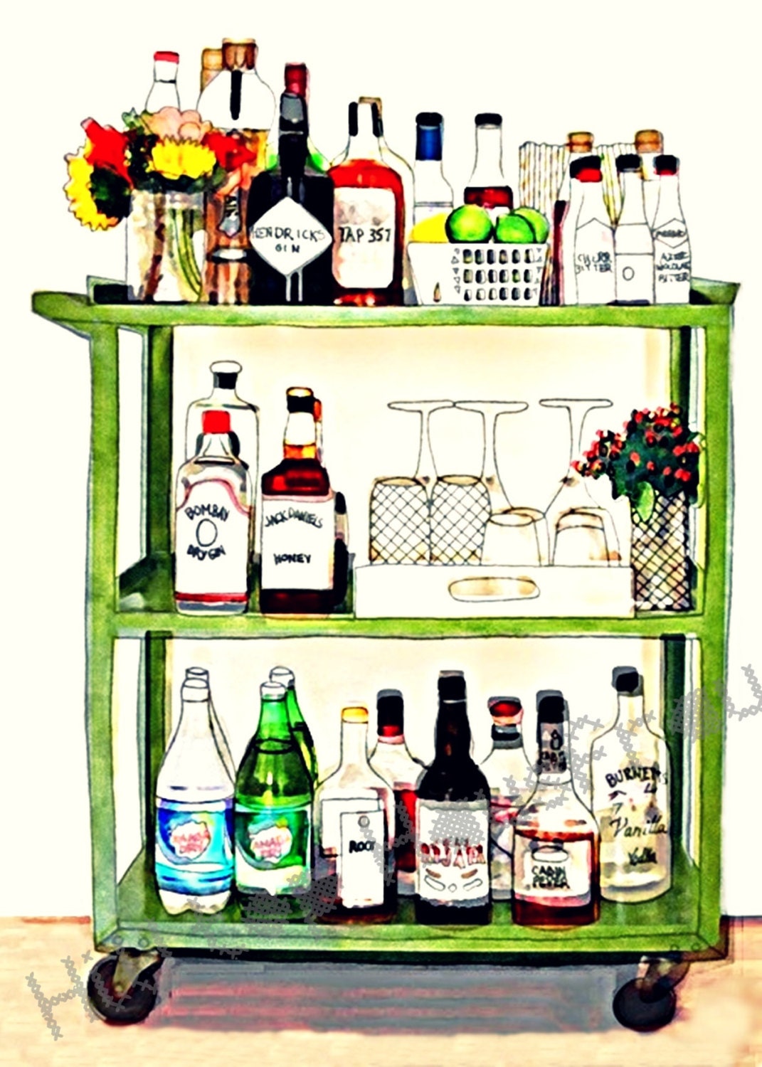 Modern Art Contemporary Bar Man Gentleman Cocktail Antique Whisky Bourbon Office Birthday Citrus