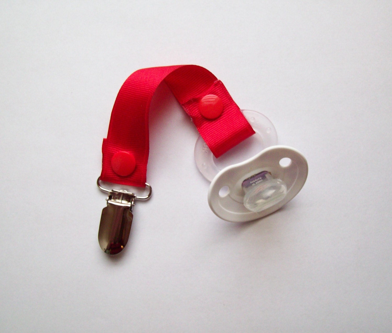 Red Pacifier Clip - Baby Girl or Boy Pacifier Clip - Paci Clip - Binki Clip