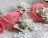 5 Handmade tiny clothes pin scrapbooking embellishments.