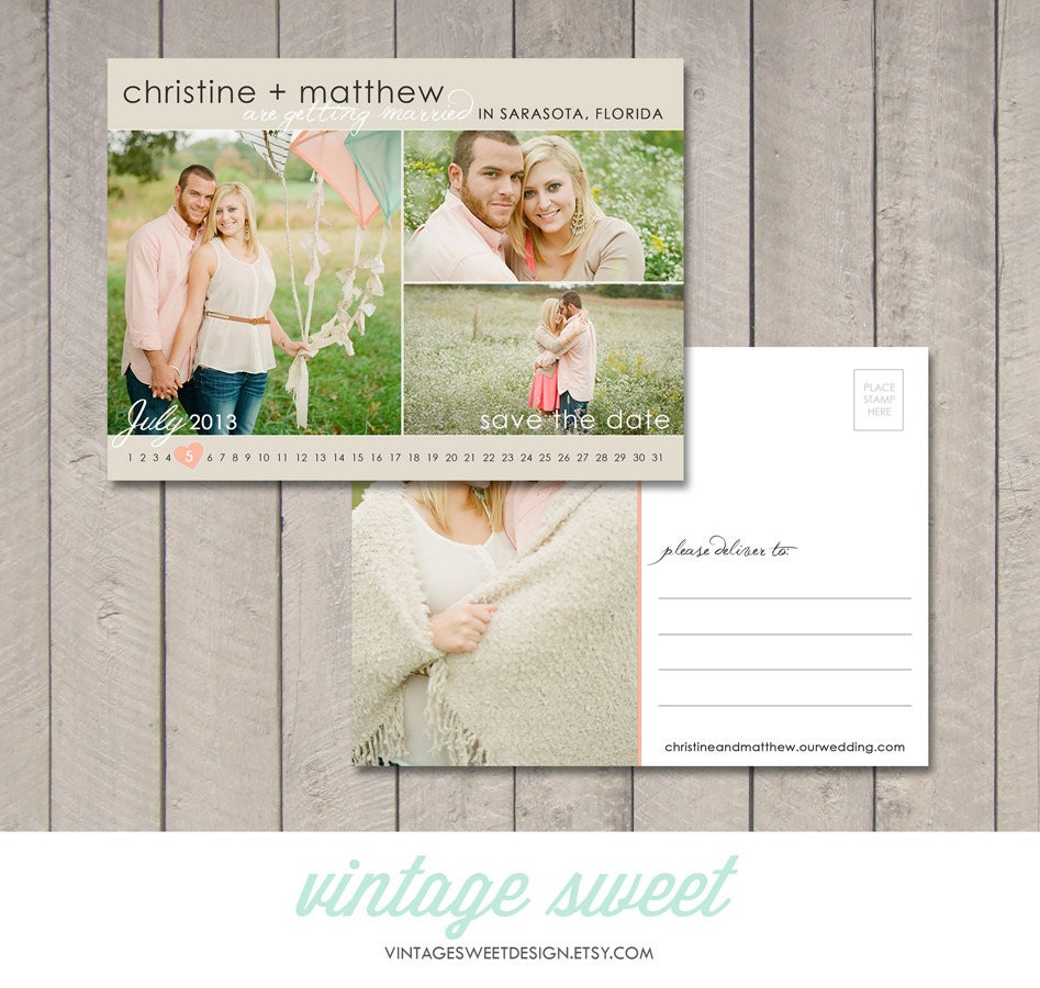 Save the Date Postcard or Magnet (Printable) DIY by Vintage Sweet