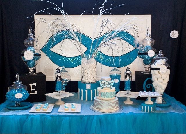Masquerade Ball - Chevron Birthday Party - PRINTABLE Personalized Party Package - With Photo Invitaiton Il_170x135