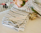 Pretty Blue Pillow Ticking Cover Fabric - Shabby Cottage Farmhouse - 1950's Chic
