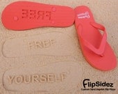 Custom Sand Imprint Flip Flops. Personalize With Your Design. No Minimum Order Quantity
