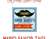 Custom MARIO Favor Tags - Super Mario Bros Party - Party Supplies