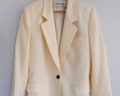Blazer Vintage Cream Coat Jacket Outerwear Summer Spring Wool Coat size 12 FREE SHIPPING