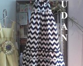 Spring/Summer Maxi Dress Children Girl NAVY Chevron From Mudan 5t,6, 7/8, 9/10