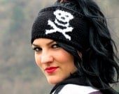 Hand Knit Skull Headband Black & White Ear Warmer by EmofoFashion and NEW Colors too. Women Headband, Hair cover