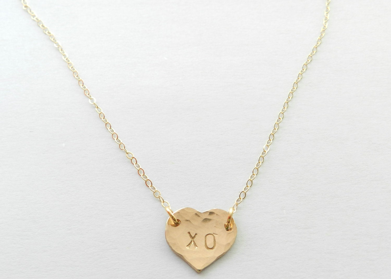 Gold heart necklace 14k gold filled.