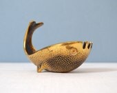 Vintage Mid Century Brass Whale Ashtray - Pal Bell Israel