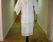 Handmade women white lace and crochet Kimono Vest Dress Robe