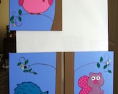 Nursery Room Art Owl Hedgehog Squirrel