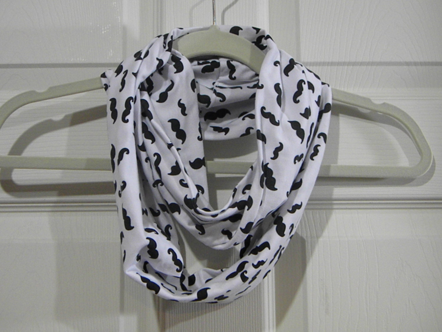Mustaches on White Infinity Scarf
