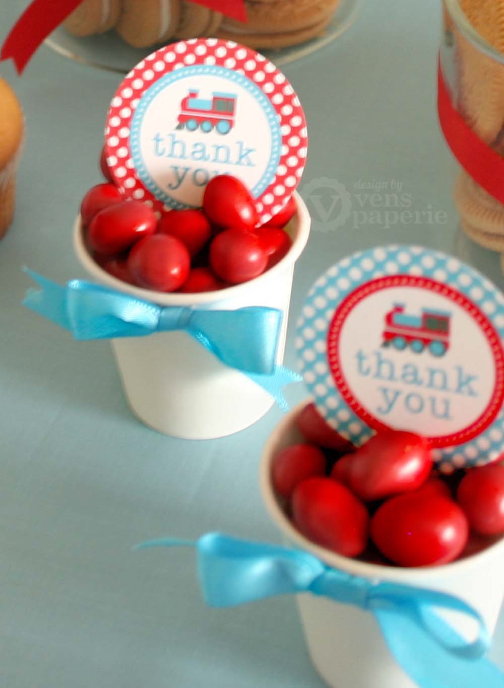 Vintage Blue Choo Choo Train Birthday Party - DIY PRINTABLE Favor Tag Thank You Label - Instant Download - PS802CA1h