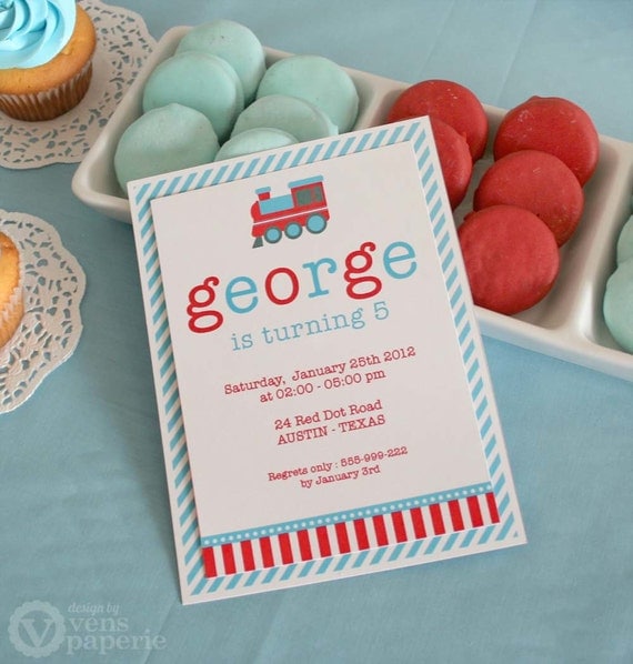 DIY PRINTABLE Invitation Card - Vintage Choo-Choo Train Birthday Party - PS802CA1a1