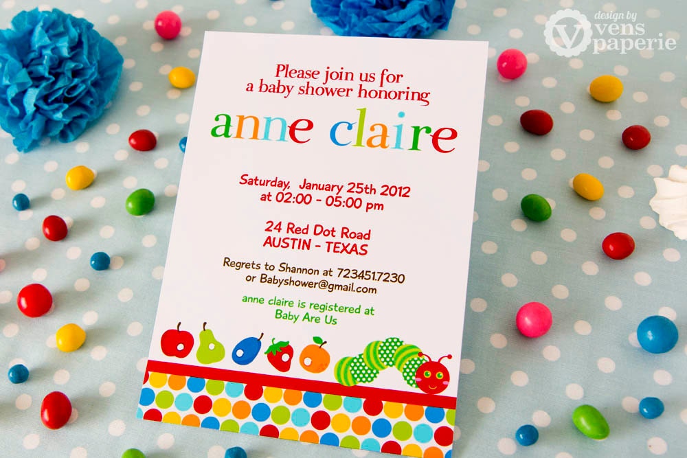 DIY PRINTABLE Invitation Card - Caterpillar Baby Shower Invitation - BS820CA1a1