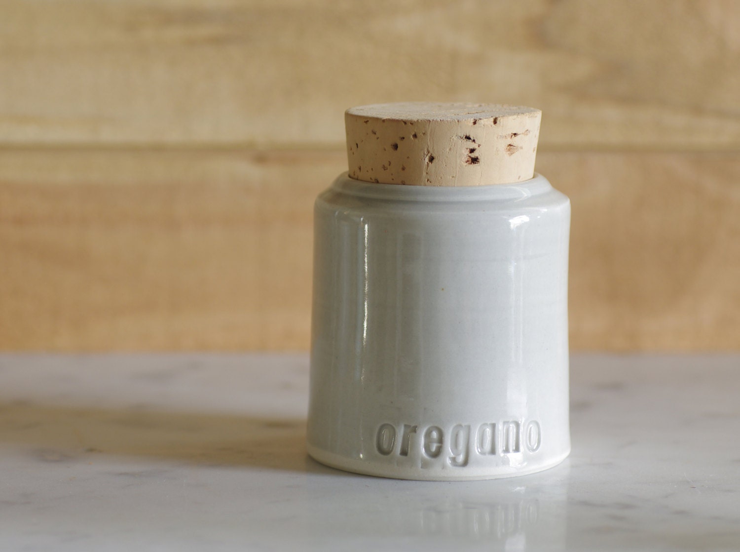 oregano spice bottle. corked jar. kitchen canister. porcelain with grey glaze. minimal modern utilitarian ceramics by vitrifiedstudio - vitrifiedstudio