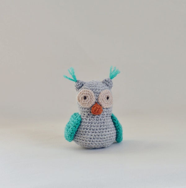 Plush Owl Crochet Animal - Natural Fiber Woodland Creature