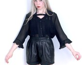 Sheer Chiffon Blouse w/Bell Sleeves