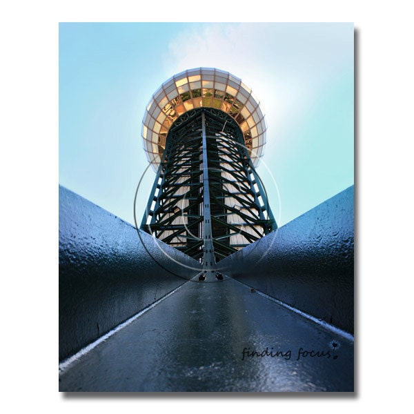 Architecture Photography, World's Fair Park Sunsphere, 1982 Gold Sun Sphere Knoxville TN Skyline Landmark, 8x10 Historic Home Decor Photo