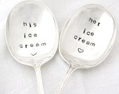 His Ice Cream and Her Ice Cream Spoon, "The Ice-Cream-Lovers Set" with larger rounded shape for scooping and eating. By Milk and Honey.