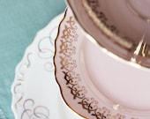 Perfectly pink 3 tier cake stand / dessert / cupcake display: Colclough china tiered stand for a special tea party, bridal or baby shower