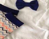 Onesie with Navy Bow Tie and Chevron baby legs
