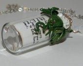Song for Mama Lyrics Bottle Necklace with White Roses and Swarovski Crystals, Mother's Day Gift