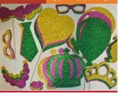 Mardi Gras  Party Props   77 pieces Mustaches Crowns Tiaras