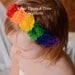 Rainbow Birthday Mini Shabby Flower Headband - Birthday, Photo Prop - Newborn Infant Baby Child Girls Hair Bow
