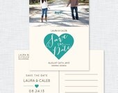Save the Date Photo Postcard - Simple Big Heart (or 5x7)