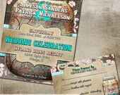 Rustic Mason Jar Wedding Invitation & rsvp -Printable wedding suite with Rustic Wood Elements and Flower Flourish Elements -Digital Printabl