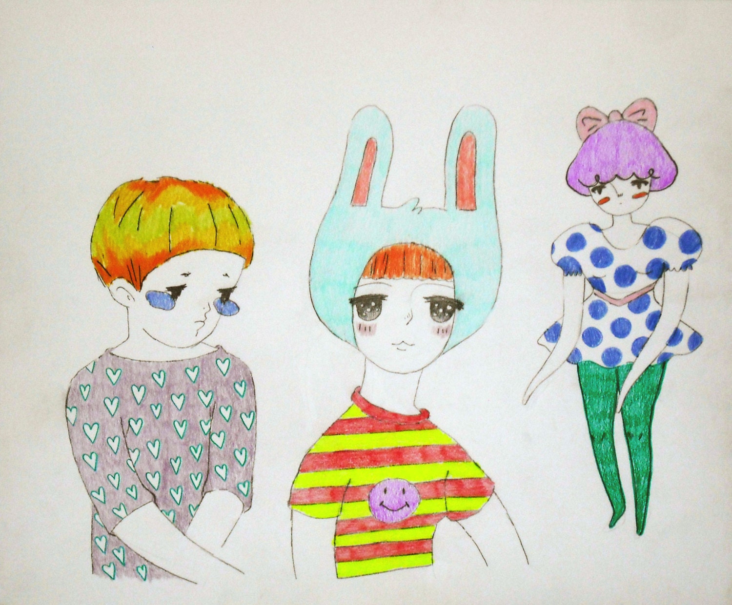otaku love- original drawing- 14"x17"