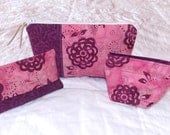 Batik Zipper Pouch Pouch Set with Tissue Holder and Coin Purse