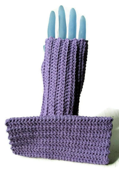 Purple Lavender Silk Fingerless Gloves, Ribbed, lilac