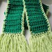 Green Scarf with Light green trim and fringe, Crochet, St. Patty's Day, Multi colored