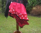 Steampunk pirate ruffle and bow bustle over skirt MADE TO ORDER. Peacock and Rose tribal belly dance costume, burlesque, goth clothing,