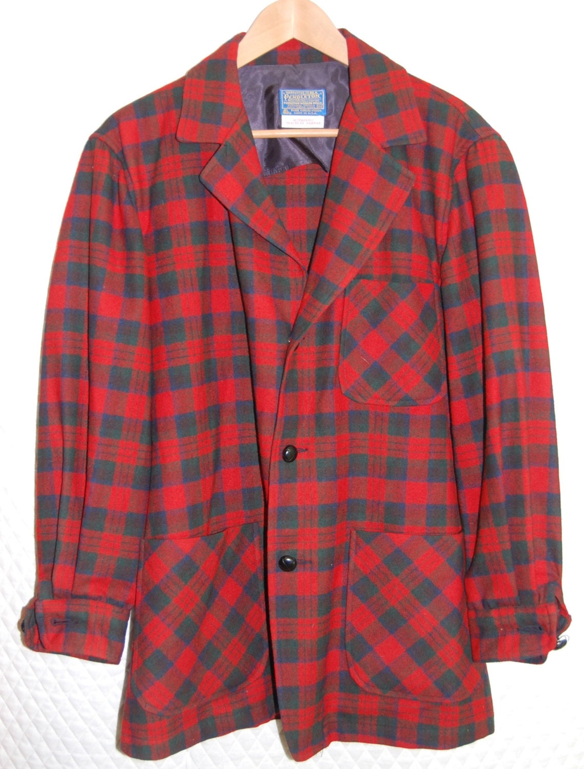 Red and Grey Macduff Tartan  Pendleton 49er Jacket Size M