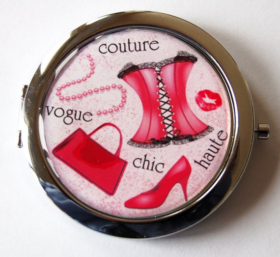 Pink compact mirror, pocket mirror, compact mirror, Girls Night, Gift for her, womens accessories (2058)