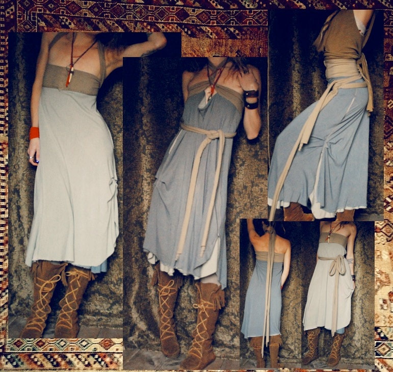foreign one. convertible reversible travel dress. organic bamboo/hemp. choose your color combo.  'made to order'