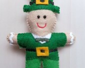 Felt St. Patrick's Day Gingerbread Man Ireland Irish Leprechaun hanging handmade ornament decoration Christmas Valentine Wedding
