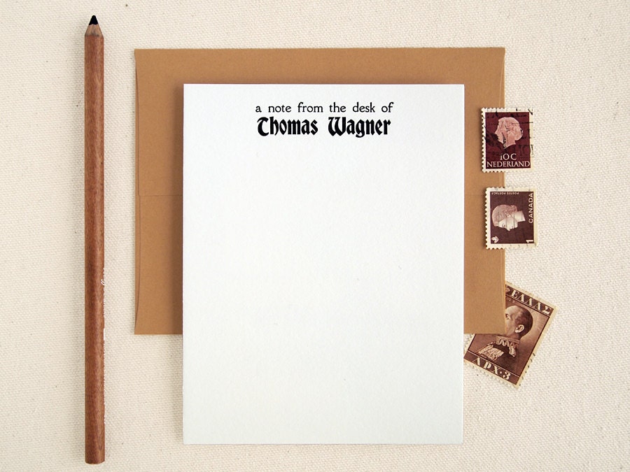 From the Desk of Stationery Set - Letterpress Flat Note Cards - Tavern (30)