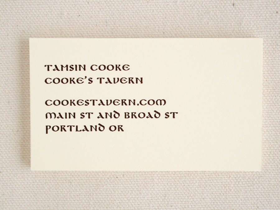 Unique Letterpress Business Cards - Traditional Celtic Style - Sherwood (50)