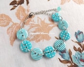 Blue Button Adjustable Bracelet