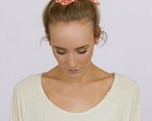 Fabric Bun Wraps CORAL Polka Dot Wired Hair Accessory for Buns or Pony Tails Braid Ins for Hair