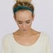 Bow Hair Bands Teal Blue Velvet Bow Stretchy Headband Non-Slip Bow  in Velvet ribbon and black elastic hair ties for added hold (HB-142E)